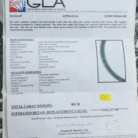 89.18 ct Sapphire, diamond 14k gold necklace $102K - Picture 8 of 8